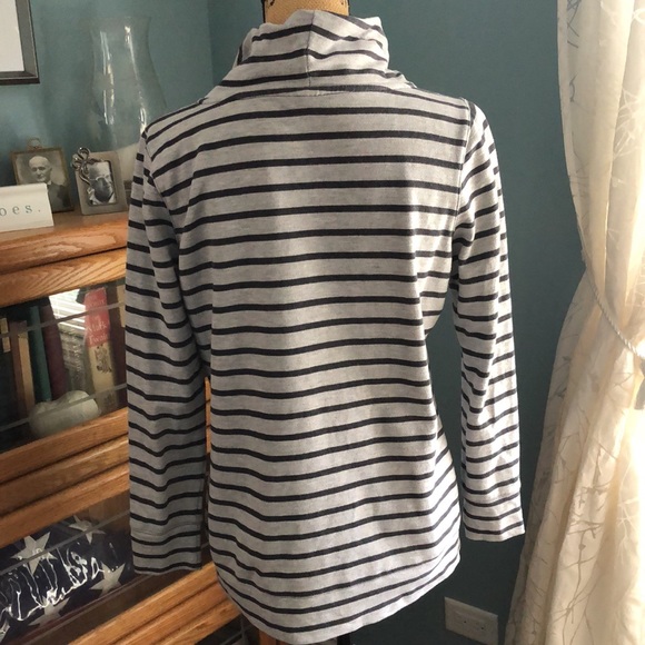 Allison Brittney gray and black striped cowl neck pullover sweatshirt - Picture 4 of 6